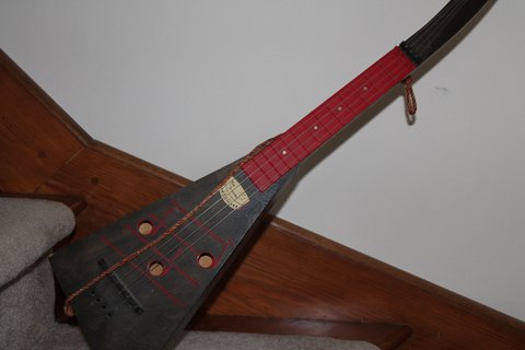 Red and Black Swagerty Treholipee - Check out that Fretboard!
